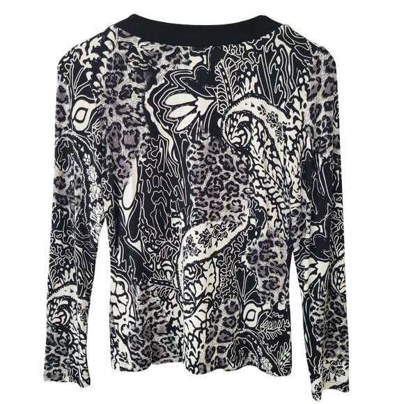 Boston Proper Animal Print V-Neck Top With Studded Neckline Size S - Picture 3 of 7